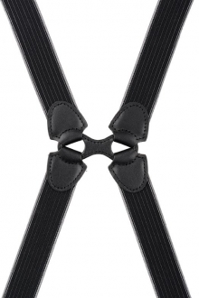 Ｈ型サスペンダー　ストライプ<br />
２５ｍｍ　(黒×グレー)