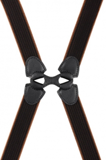 Ｈ型サスペンダー　ストライプ<br />
２５ｍｍ　(黒×茶)