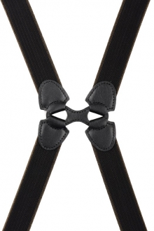 Ｈ型サスペンダー　ストライプ<br />
２５ｍｍ　(黒×カーキ)