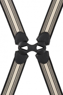 Ｈ型サスペンダー　バーコード<br />
３０ｍｍ　(黒×ベージュ)