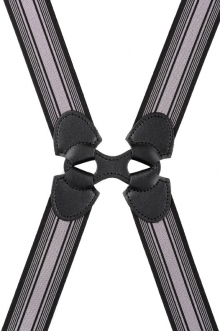 Ｈ型サスペンダー　バーコード<br />
３０ｍｍ　(黒×グレー)