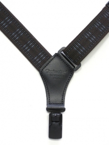 サイド吊り型サスペンダー　<br />
ウインドーチェック　２５ｍｍ<br />
(茶)