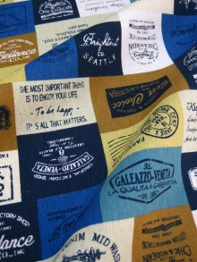 ファブリックY型サスペンダー<br />
パッチワーク（紺系）