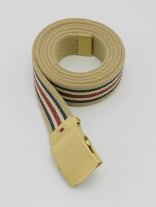 ３０ｍｍローラーバックル<br />
ゴムベルト　ストライプ<br />
(ベージュ)