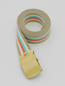 ３０ｍｍローラーバックル<br />
テープベルト<br />
ストライプ(マルチカラー)