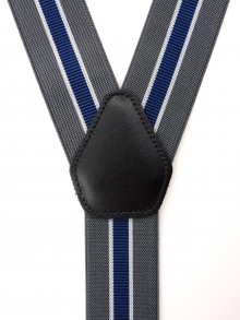 35?　Ｙ型サスペンダー　<br />
ストライプ1本線<br />
（グレー×紺）（42％off)