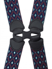 NEW (2025)<br />
35?　Ｈ型サスペンダー<br />
ダイヤ柄（紺×ブルー）